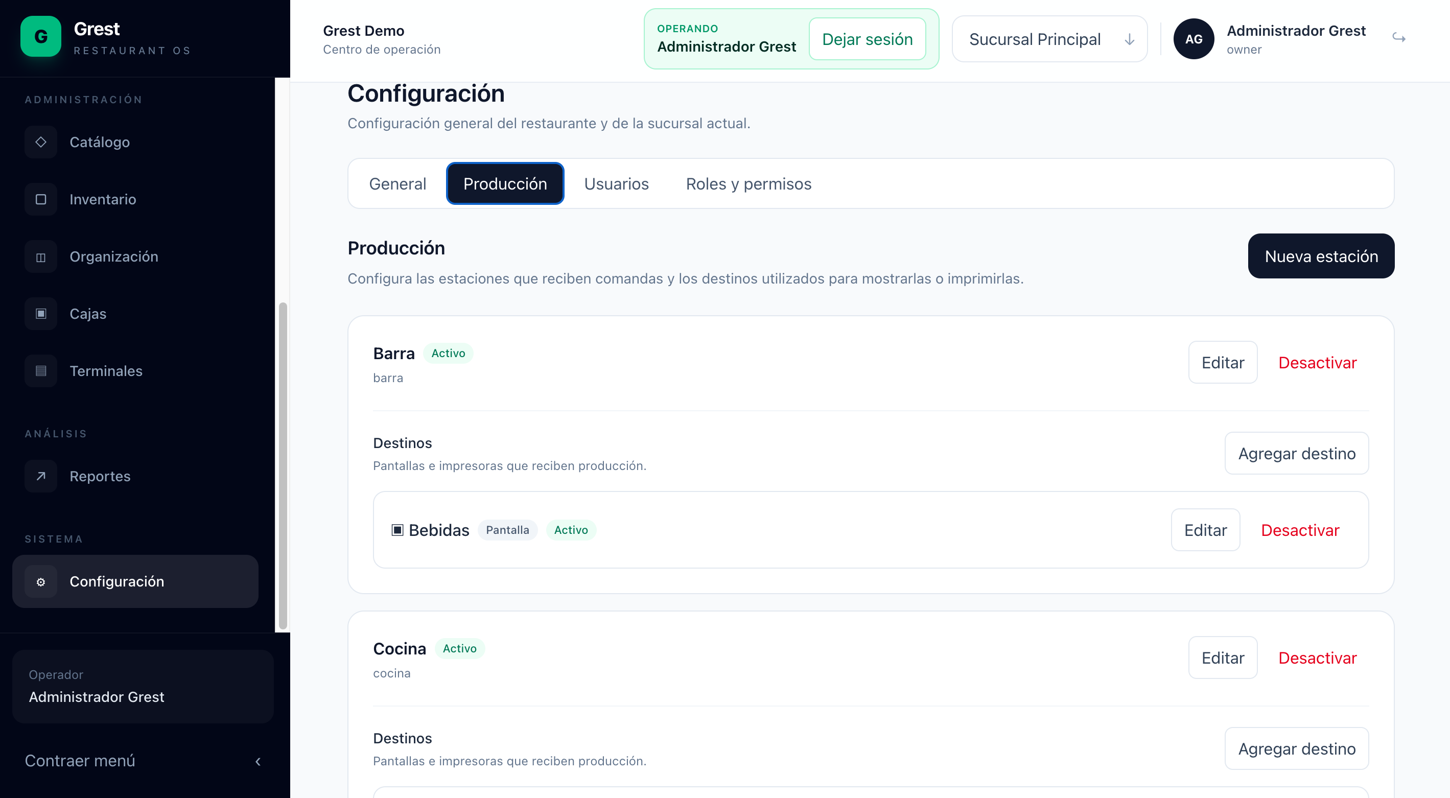 Configuración y administración del sistema Grest